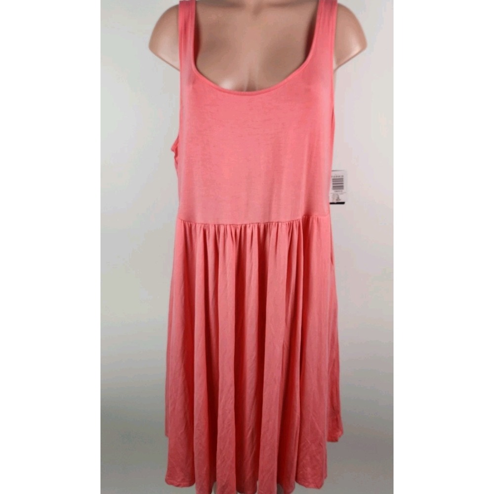Torrid Dress Size 3X Coral Pink Super Soft Knit Tank Pockets Skater